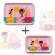 Lot de plateaux rectangulaires kraft (1 S et 1 L) - Girls