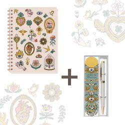 Lot carnet A5 à spirale (160p.) et étui stylo - De tout mon coeur