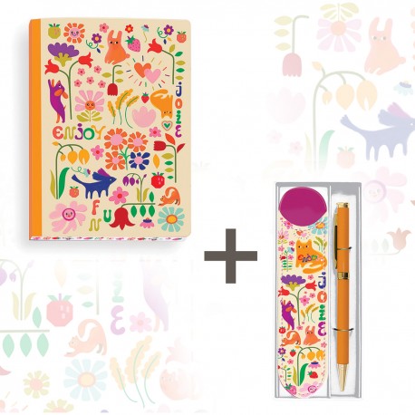 Lot carnet A5 deluxe (160p.) et étui stylo - Enjoy
