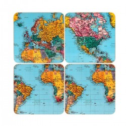 Set de 4 dessous de verre 'World Traveller'