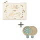 Lot trousse rectangulaire en coton PM et miroir - Aime comme maman