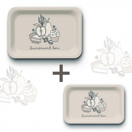 Lot de plateaux rectangulaires kraft (1 S et 1 L) - Sucrément bon