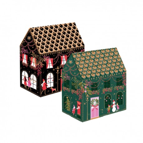 Set de 2 boîtes maison en métal GM - Sara Miller (Christmas Flowers)