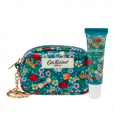 Mini keyring bag with lip balm (10mL) - Cath Kidston (Crown Ditsy)