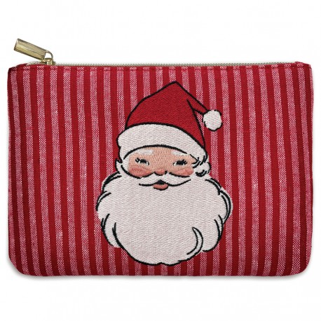 Trousse brodée MM - Retro Santa Red