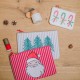 Trousse brodée MM - Retro Santa Red