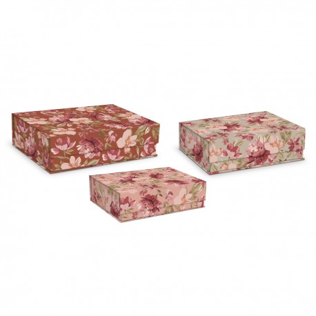 Rectangular box set 3 - Painted Floral Bunches