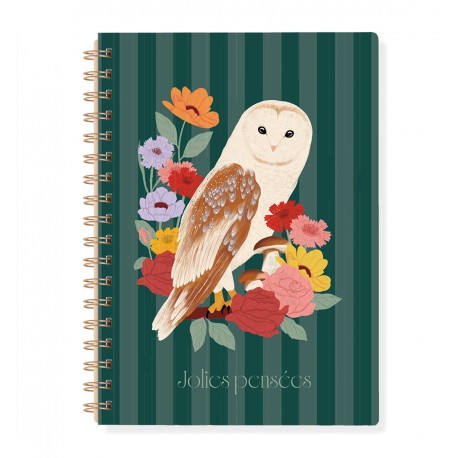 Carnet A5 à spirale (100 p.) - Nature vivante (chouette)