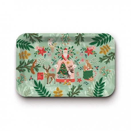 Plateau rectangulaire kraft S (brillant) - Ho Ho Ho