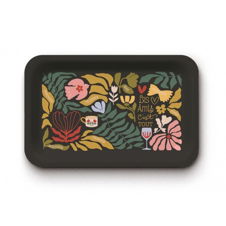 Plateau rectangulaire kraft S (brillant) - Le bonheur se partage