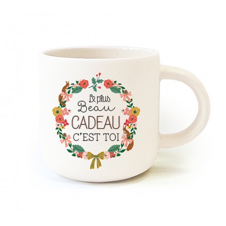 Round ceramic mug 12oz - Ho Ho Ho (le plus beau cadeau)