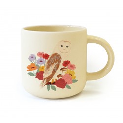 Round ceramic mug 12oz - Nature vivante (Chouette fascinante)