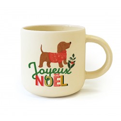 Round ceramic mug 12oz - Un Noël qui a du chien (Joyeux Noël)