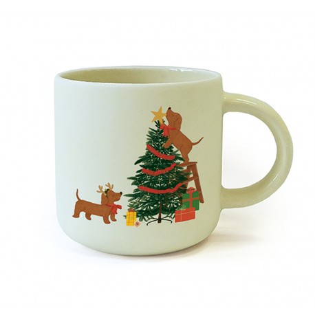 Round ceramic mug 12oz - Un Noël qui a du chien