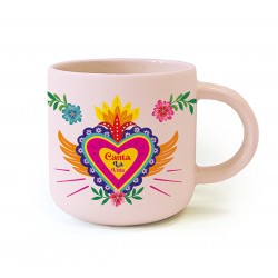 Mug céramique rond rose 350ml - Canta la Vida