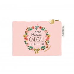 Porte-monnaie en coton rose - Ho Ho Ho (le plus beau cadeau...)