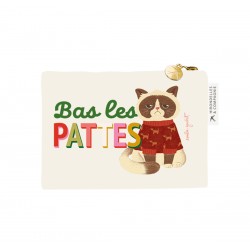 Porte-monnaie en coton beige- Un Noël qui a du chien (bas les pattes)