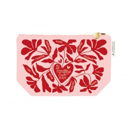 Trousse cosmétique en coton GM rose - Le bonheur se partage