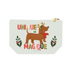 Trousse cosmétique en coton GM vert - Un Noël qui a du chien