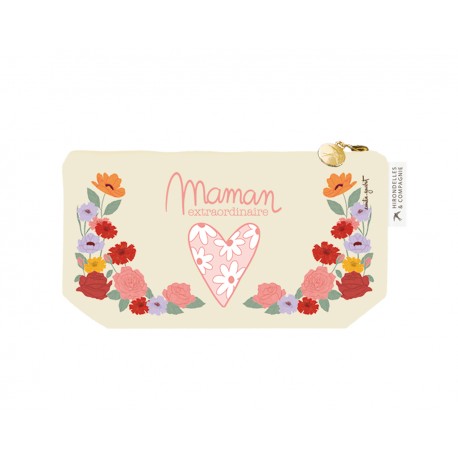 Trousse rectangulaire en coton PM beige - Nature vivante (maman)