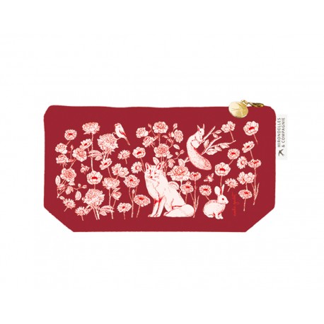 Trousse rectangulaire en velours PM rouge - Nature vivante