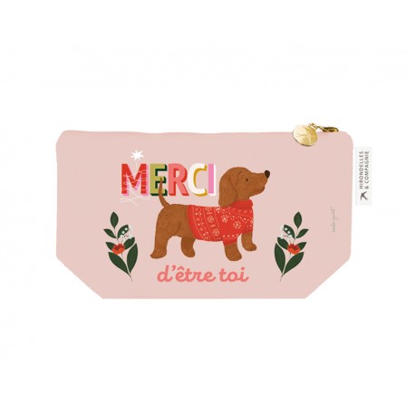 Small cotton pouch (24x13 cm) - Un Noël qui a du chien