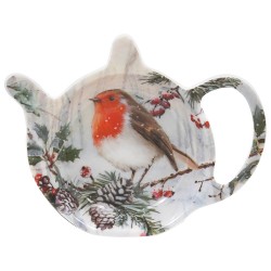 Repose sachet de thé en mélamine - Christmas Robins