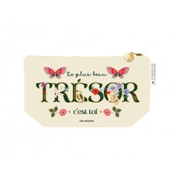 Trousse rectangulaire en coton PM beige - Les arcanes du coeur