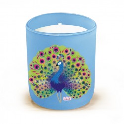Bougie parfumée 220gr en verre bleu - Paon-paon-pidou