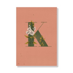 Carnet de notes A6 (dots) - Monogramme Floral K