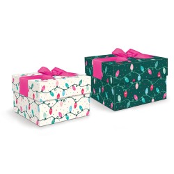 Big square bow box set of 2 - Twinkle Pop Lights