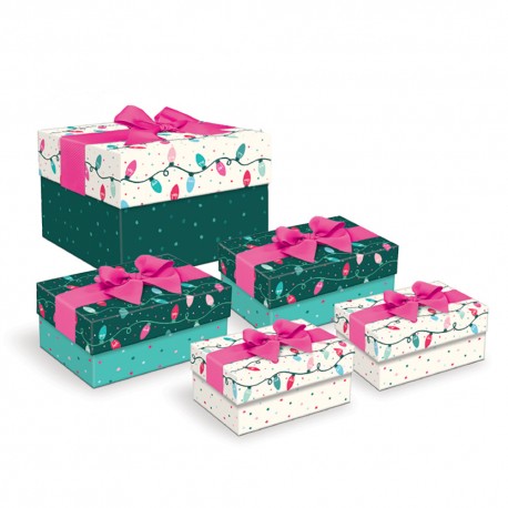 Big square bow box set of 5 - Twinkle Lights