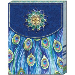 Pocket carnet de notes brooch (Blue Feather) 'Emerald Peacock'