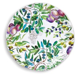Michel Design Works melamine large round platter green olives 'Tuscan Grove'