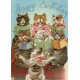 Carte double GM & env. 'HAPPY BIRTHDAY' (singer cats)