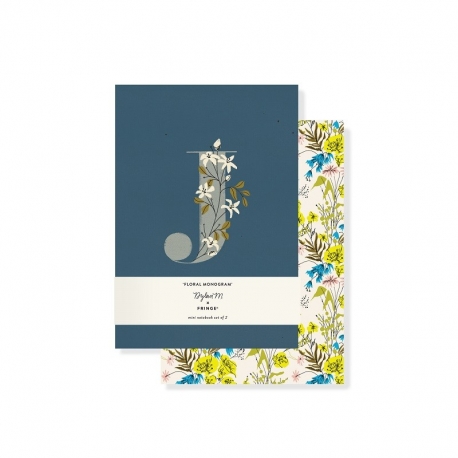 Set 2 Mini carnet de notes - Monogram Floral J