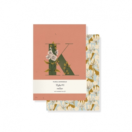 Set 2 mini journals - Monogram Floral K