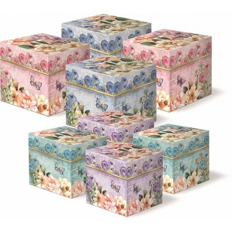 Set 8 boîtes carrées 'Magnolia Rose'
