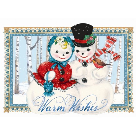 Carte double petit modèle 3D et enveloppe Noël - Mr & Mme Bonhomme