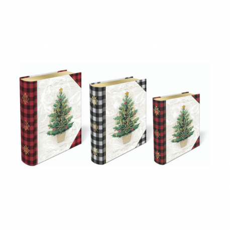 Set de 3 boîtes livres gigognes GM Noel - Buffalo Check Tree