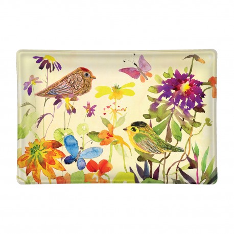 Rectangle glass soap dish - Birds & Butterflies