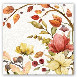 Pochette de 20 serviettes cocktail - Fall Leaves & Flowers