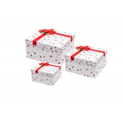 Square ribbon box set 3  - Red Mistletoes