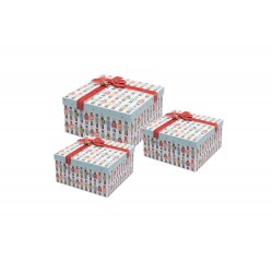Set de 3 boîtes carrées gigognes MM Noël (ruban) - Nutcrackers