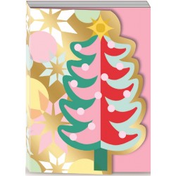 Christmas pocket notepad - Gold Pink Tree