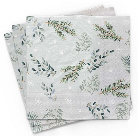 20 Serviettes 100% Bambou 33x33 cm Winter Leaves - Chic Mic