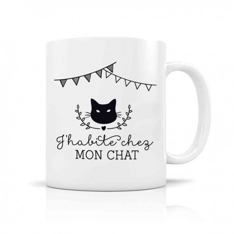 Mug ceramic 350ml - J'habite chez mon chat