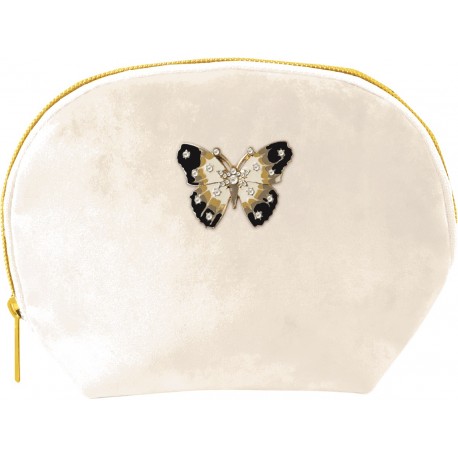 Velvet clamshell bag (white butterfly) - Luxe Botanical
