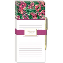 List pad with pen ( green floral)- Global Garden