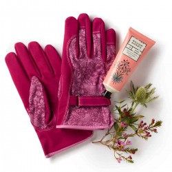 Coffret boîte métal gants de jardinage & crème mains 100ml- W. Morris
